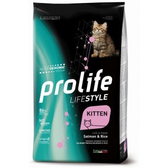 Prolife Lifestyle mangime secco Gatti Kitten salmone e riso