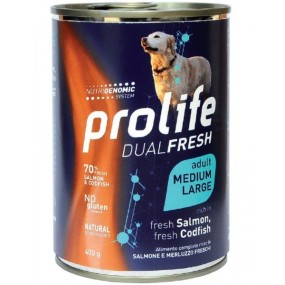 Prolife Dualfresh mangime umido Cani Adulti Medium&Large salmone e merluzzo 400 gr