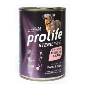 Prolife Sterilised mangime umido Cani Adulti Medium&Large maiale e riso 400 gr