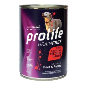 Prolife Grain Free mangime umido Cani Adulti Medium&Large manzo e patate