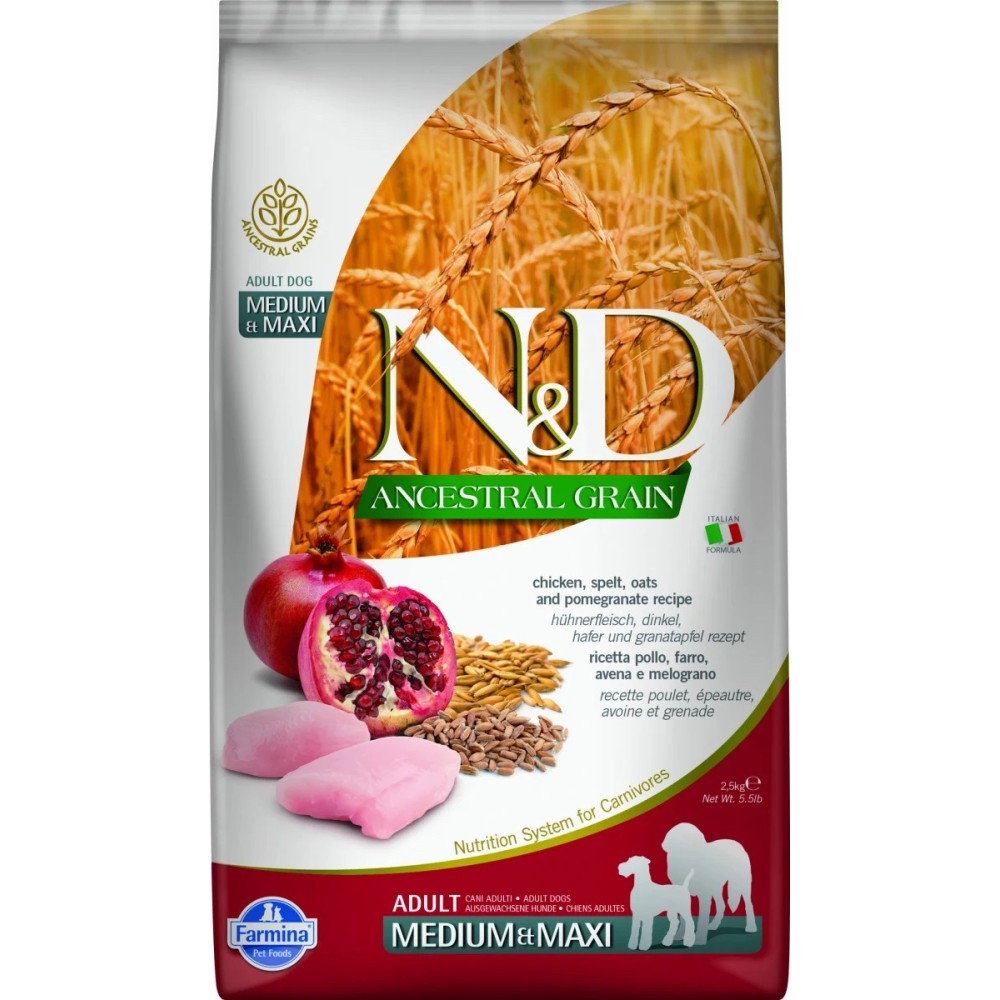 Farmina N&D Ancestral Grain Adult Medium Maxi pollo e melograno