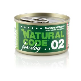 Natural Code Scatoletta 02 gusto Manzo e Verdure per Cani Adulti 90gr
