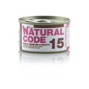 Natural Code Scatoletta 15 gusto Pollo Verdure e Fegato per Gatti Adulti 85gr