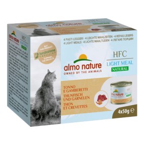 Almo Nature HFC Natural Light Meal gusto Tonno e Gamberetti per Gatti Adulti 4x50gr