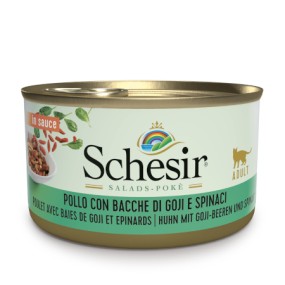 Schesir Pollo con Bacche Goji e Spinaci in Salsa Scatoletta per Gatti Adulti 85gr