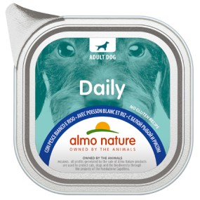 Almo Nature Daily Vaschetta gusto Pesce Bianco e Riso per Cani Adulti